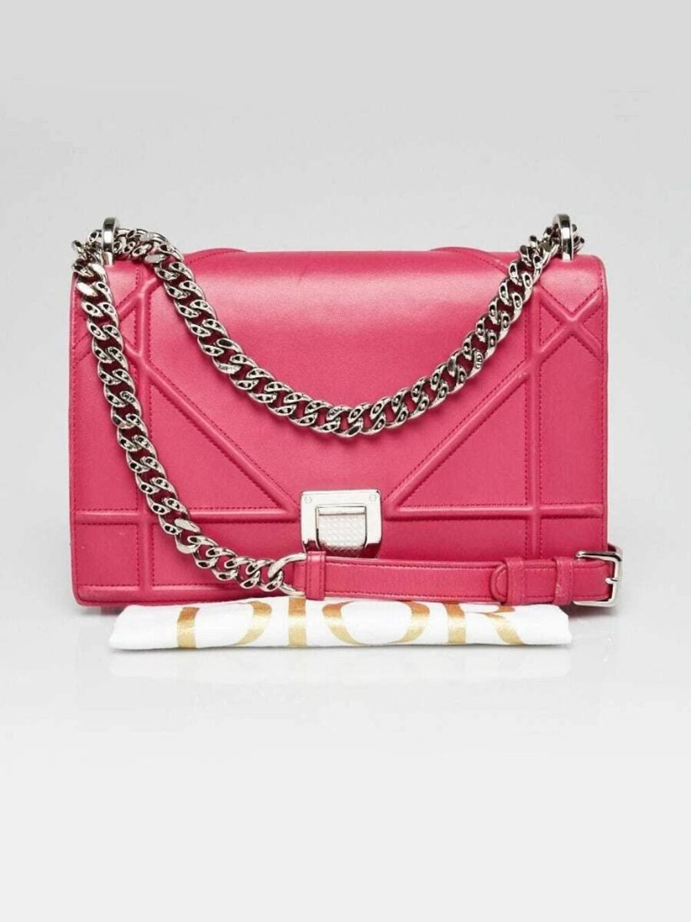 Christian Dior Pink Smooth Leather Diorama Medium Flap Bag - Picture 12 of 12